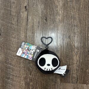 tokidoki Adios Black & White Skull Heart Clip Keychain Plush